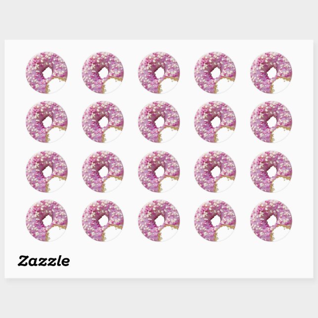 SWEET Glazed Doughnut with Bite Mark Classic Round Sticker (Sheet)