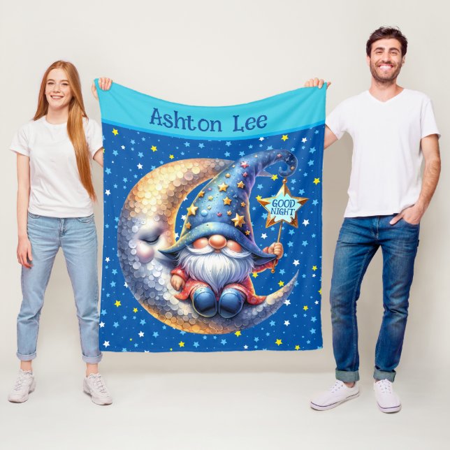 Sweet Gnome Goodnight  Fleece Blanket (In Situ)