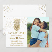Sweet Gold Pineapple Photo Save the Date Card