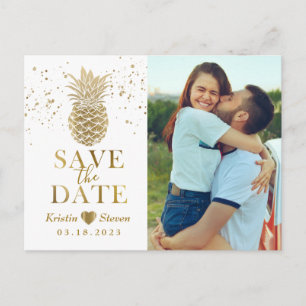 Sweet Gold Pineapple Photo Save the Date Postcard
