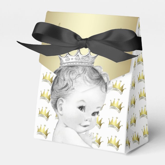 Sweet Gold Prince Baby Shower Favour Box (Front Side)