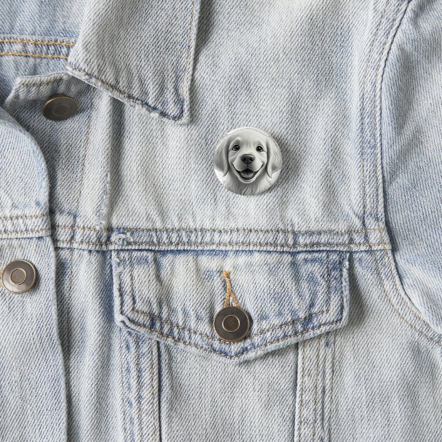 Sweet Golden Joy: Pixar-Style Puppy Friends 3 Cm Round Badge (In Situ)