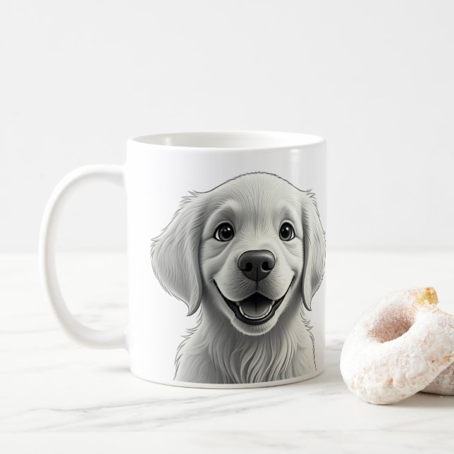 Sweet Golden Joy: Pixar-Style Puppy Friends Coffee Mug (With Donut)