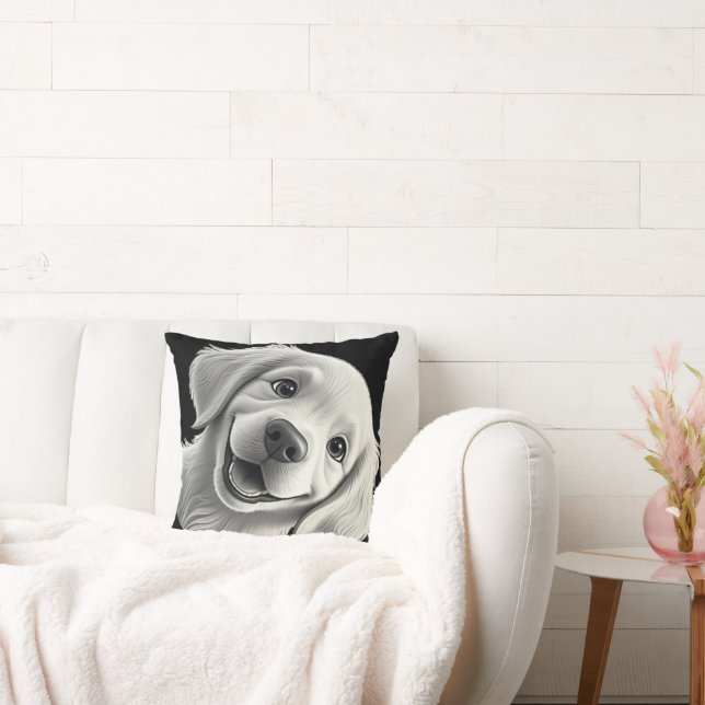 Sweet Golden Joy: Pixar-Style Puppy Friends Cushion (Couch)