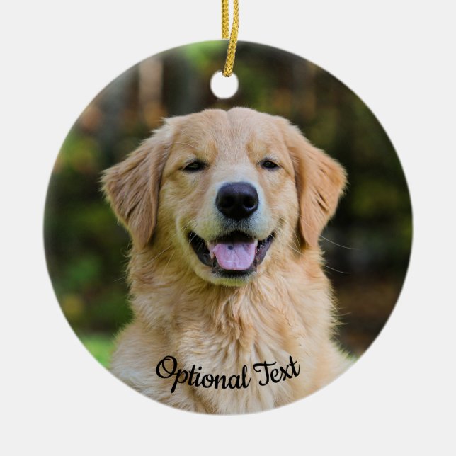 Sweet Golden Retriever Dog Ceramic Tree Decoration (Front)
