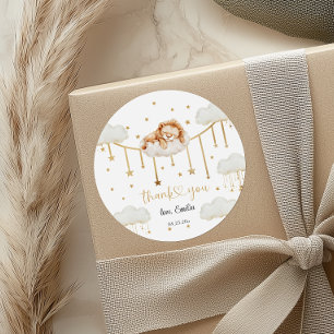 Sweet Golden Starry Lion Cloud Baby Shower Classic Round Sticker
