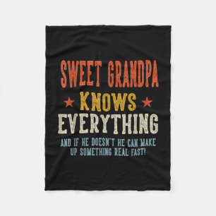 Sweet grandpa knows everything father's day retro fleece blanket