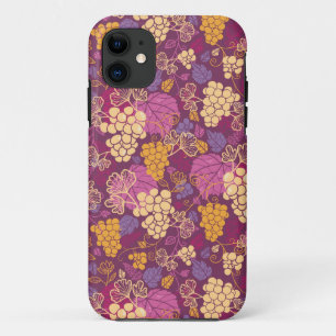 Sweet grape vines pattern background iPhone 11 case