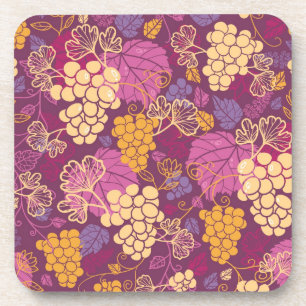 Sweet grape vines pattern background coaster