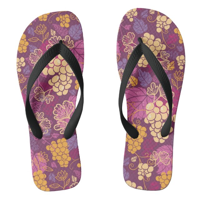 Sweet grape vines pattern background flip flops (Footbed)