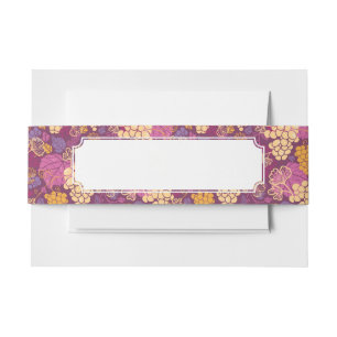 Sweet grape vines pattern background invitation belly band