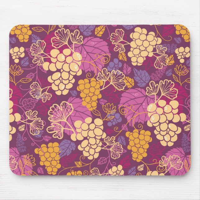 Sweet grape vines pattern background mouse mat (Front)