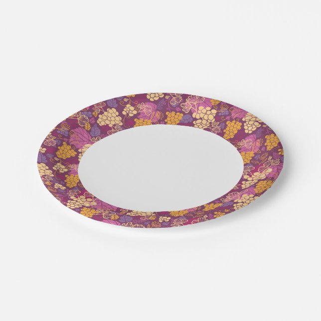 Sweet grape vines pattern background paper plate (Angled)