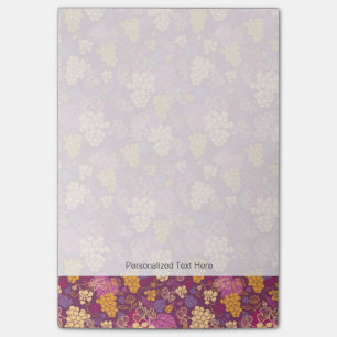 Sweet grape vines pattern background post-it notes
