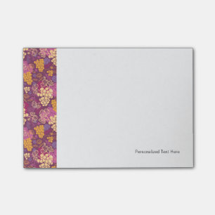 Sweet grape vines pattern background post-it notes