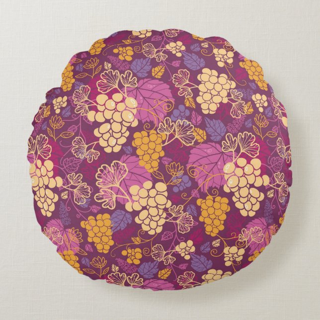 Sweet grape vines pattern background round cushion (Front)