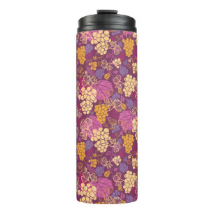 Sweet grape vines pattern background thermal tumbler
