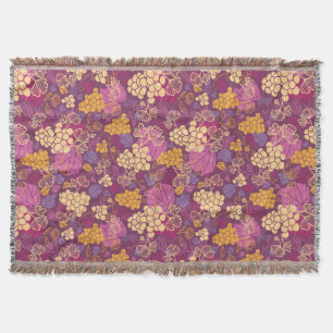 Sweet grape vines pattern background throw blanket
