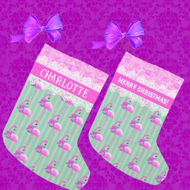 Sweet Green Purple Pink Candy Canes Customised  Small Christmas Stocking (Creator Uploaded)