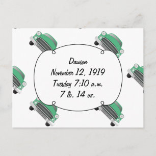 Sweet Green Retro Car Baby Boy Gifts Postcard