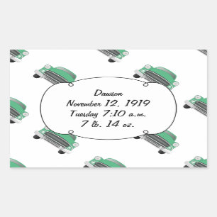 Sweet Green Retro Car Baby Boy Gifts Rectangular Sticker