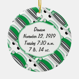 Sweet Green Retro Car Baby Shower Gifts Ceramic Tree Decoration