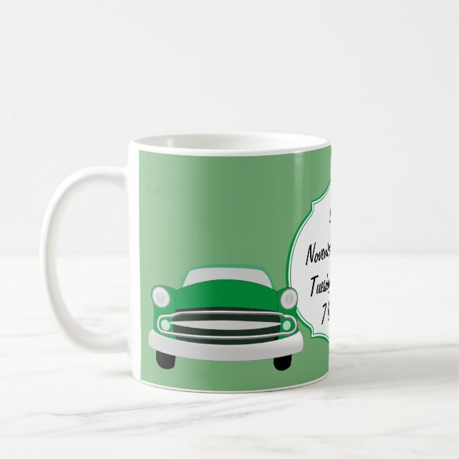 Sweet Green Retro Car Baby Shower Gifts Coffee Mug (Left)