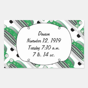Sweet Green Retro Car Baby Shower Gifts Rectangular Sticker