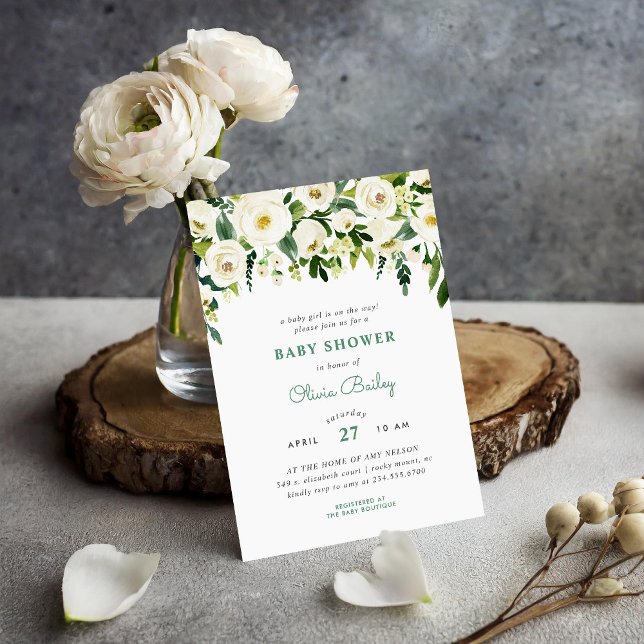 Sweet Greenery Floral Baby Shower Invitation (Creator Uploaded)