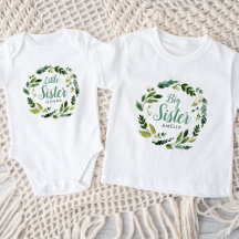 Sweet Greenery Floral Big Sister Name Monogram