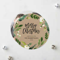 Sweet Greenery Floral Wreath Round Photo