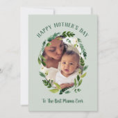 Sweet Greenery Mother's Day Photo Card for Mum (Front)