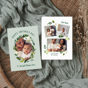Sweet Greenery Mother's Day Photo Card for Mum