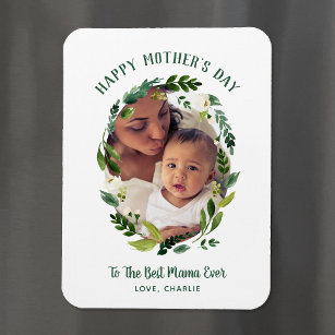 Sweet Greenery Mother's Day Photo Gift for Mom Magnet