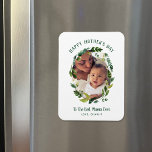 Sweet Greenery Mother's Day Photo Gift for Mom Magnet<br><div class="desc">Custom printed Mother's Day magnet personalized with your photos and text. This sweet design features a painted botanical wreath of simple greenery leaves and flowers framing your photo. Use the design tools to change the background color, add more photos, edit the text and customize the fonts and colors to create...</div>