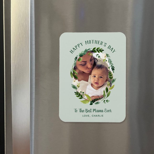Sweet Greenery Mother's Day Photo Gift for Mom Magnet (Creator Uploaded)
