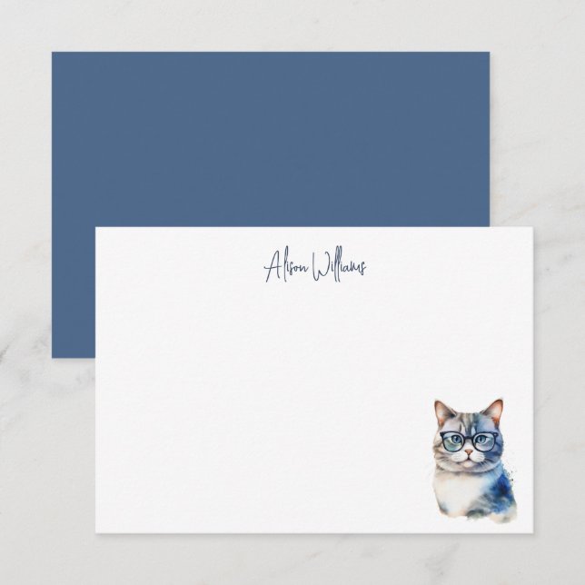 Sweet Grey Cat Personalised Thank You Card (Front/Back)