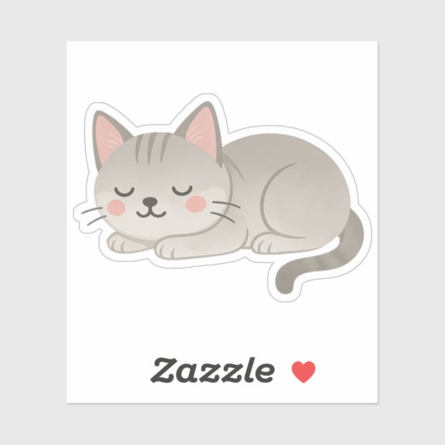 Sweet Grey Tabby Cat – Sleeping Cartoon Kitty (Sheet)