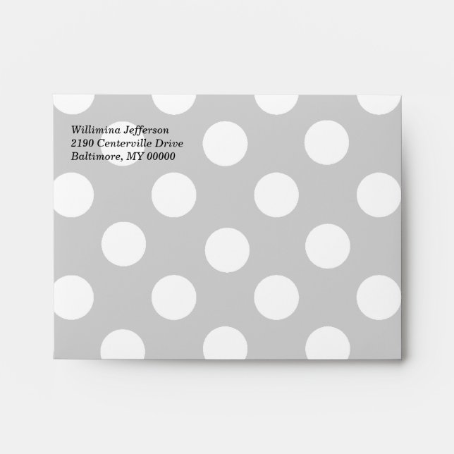 Sweet Grey & White Polka Dot Envelope (Front)
