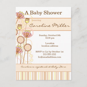 Sweet Groovy Blooms Baby Shower Invitation Postcard
