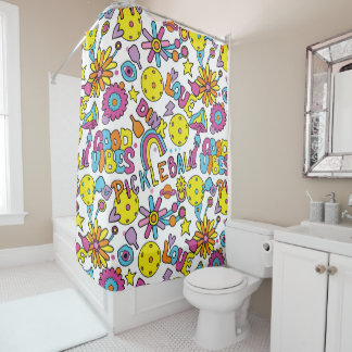 Sweet, Groovy, retro 90s, white  Shower Curtain