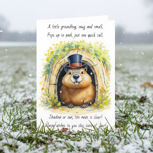 Sweet Groundhog Day in Top Hat and Poem Card