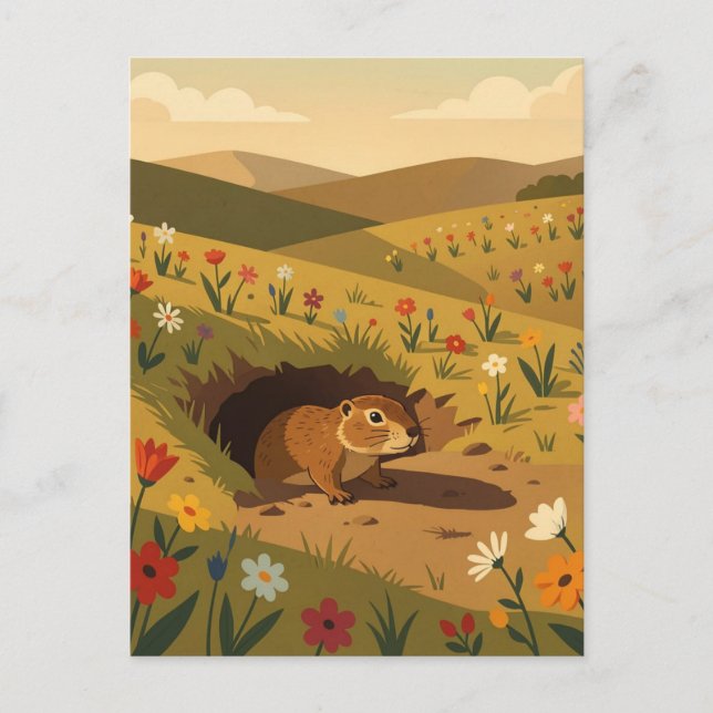 Sweet Groundhog Day | Spring or Winter Poem Postcard (Front)