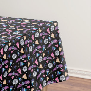 Sweet Halloween Bats Spiders & Candy Corn on Black Tablecloth