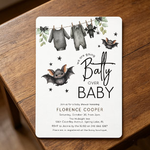 Sweet Halloween Batty Over Baby   Baby Shower Invitation