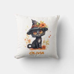 Sweet Halloween Cat Custom Name Cushion
