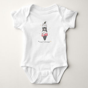 Sweet Halloween Ice Cream Cone and Cats Baby Bodysuit