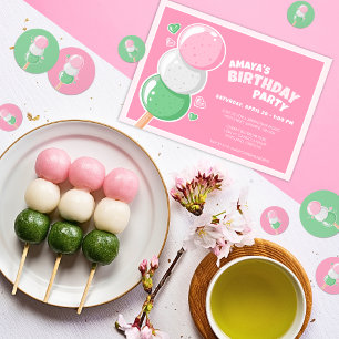 Sweet Hanami Dango Birthday Party Invitation