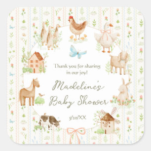 Sweet Handpainted Grandmillenial Farm Baby Shower Square Sticker
