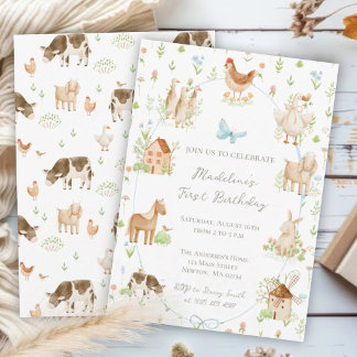 Sweet Handpainted Grandmillenial Farm Birthday Invitation